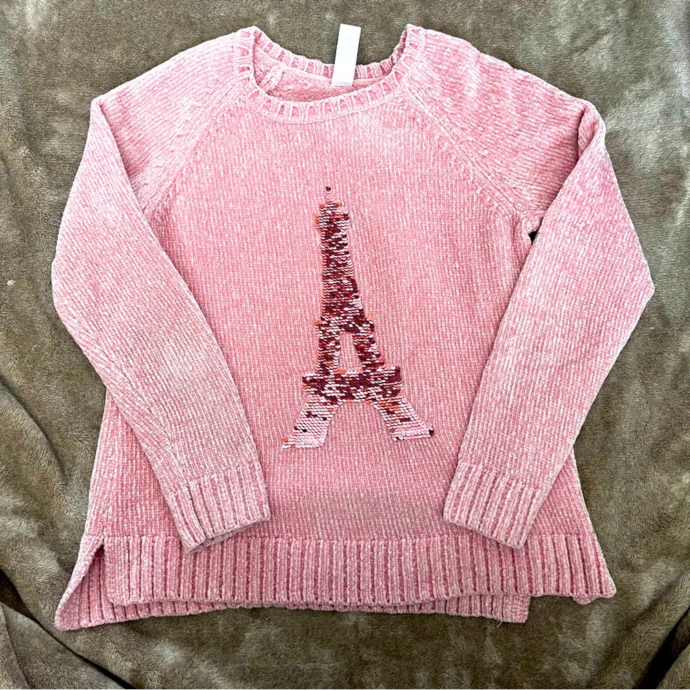 Justice | Sweater | L | Pink Eiffel Tower Sweater